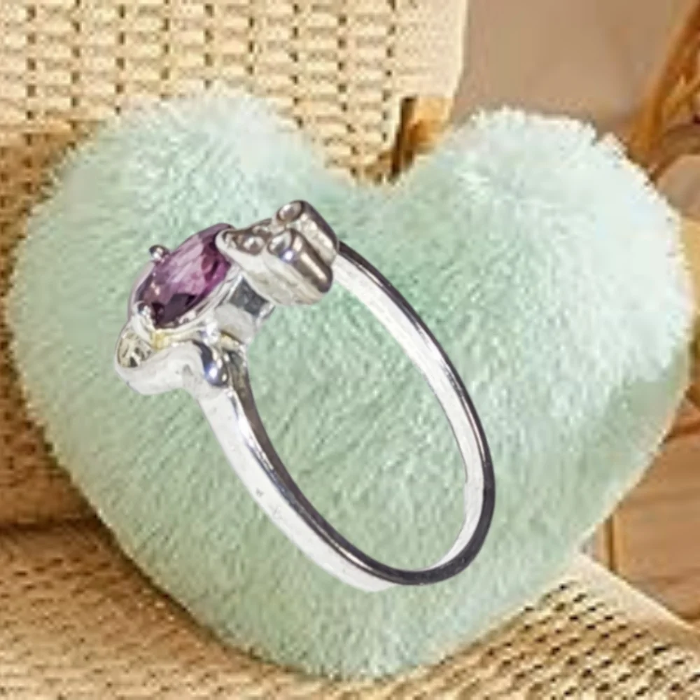 Handcrafted Sterling Silver Mousy Ring w/Amethyst